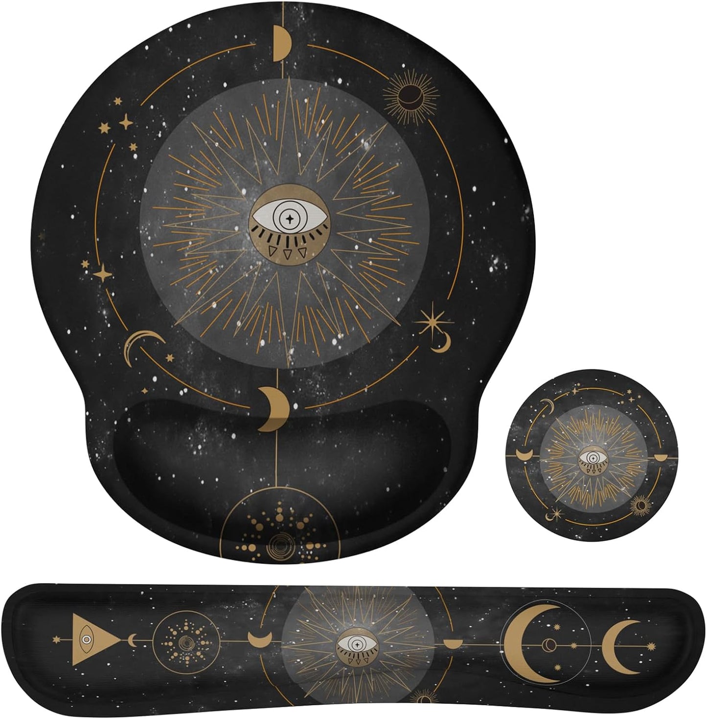 Ergonomic Mouse Pad and Wrist Support Set with Non-Slip Base for Computer and Laptop Use, Includes Coasters, Ideal for Home Office, Tropical Plants Design