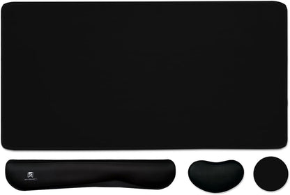 Extended Keyboard and Mouse Pad Set with Ergonomic Wrist Rest Support - Memory Foam, 3-Piece Desk Pad Set (35.4 x 15.7 in) for Home Office, Study, and Gaming - Weeds Design