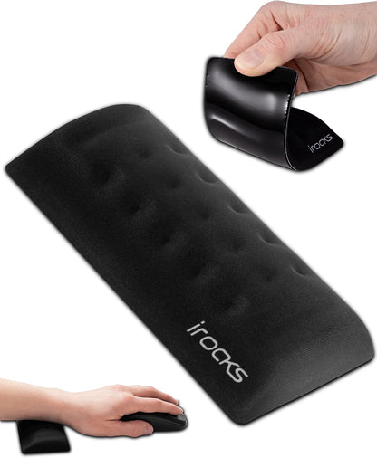 Memory Foam Mouse Wrist Rest - Pain-Reducing Wrist Rest for Mouse - Non-Slip Rubber Base Wrist Rest - Cooling Mouse Wrist Support for Long Hours of Work, Studying, Gaming (Black)