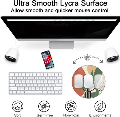 Premium Round Mouse Pad with Stitched Edge, Textured Waterproof Non-Slip Rubber Base, Modern Abstract Design for Laptop and Office Use, 7.9 x 7.9 Inches