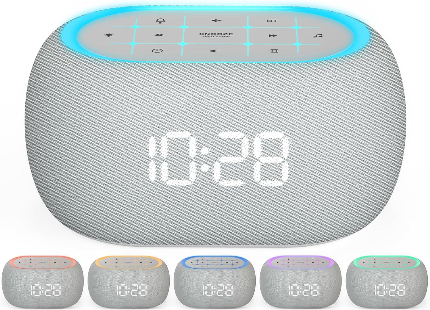 White Noise Sound Machine Alarm Clock with Bluetooth Speaker, Featuring 21 Soothing Sounds, 7 Adjustable Night Lights, 0-100% Dimmer, Sleep Timer, and 30-Level Volume Control for Enhanced Sleep Experience for All Ages