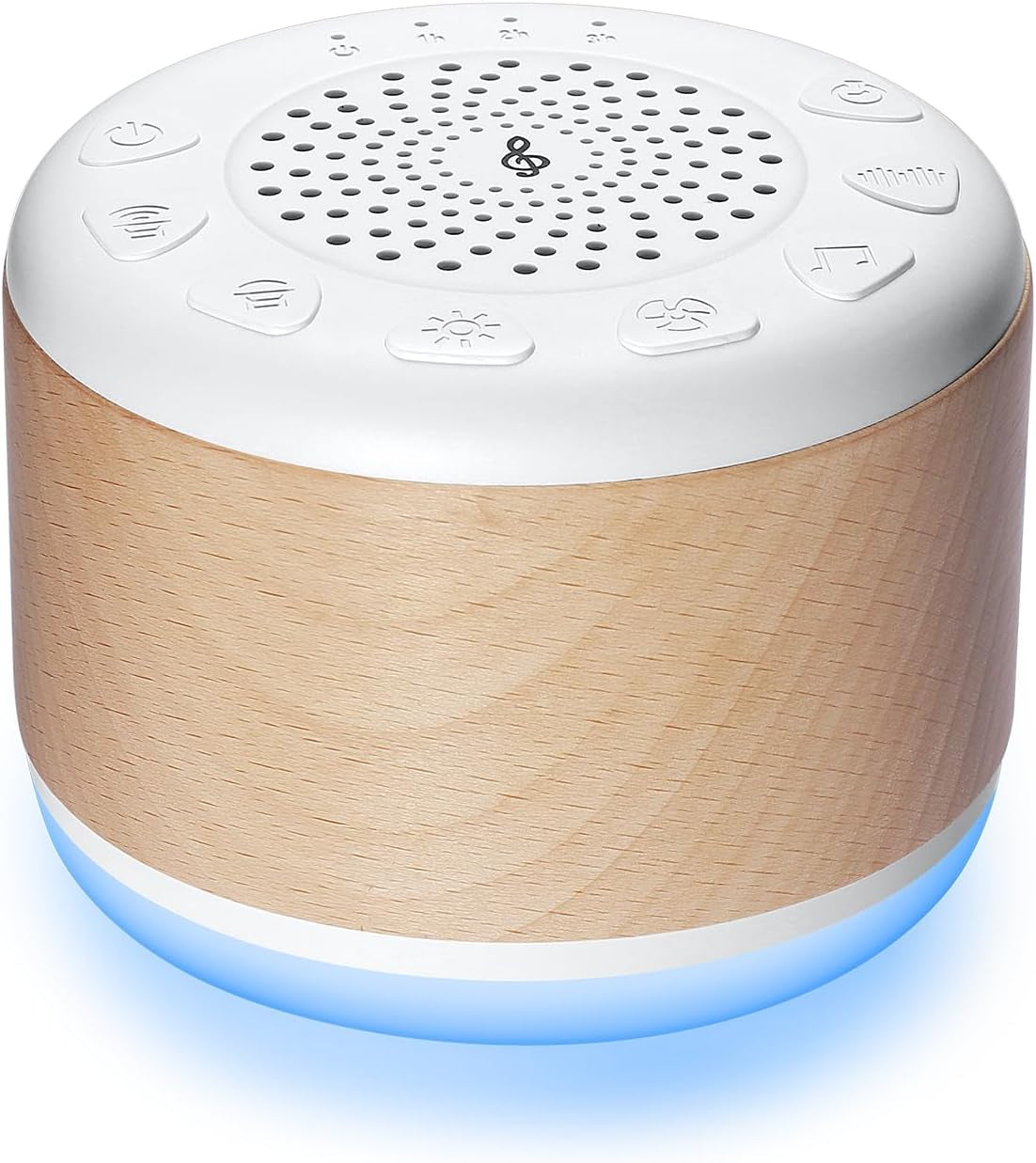 Wooden White Noise Machine for All Ages - Sleep Aid Sound Therapy with 24 Soothing Sounds, 8 Color Night Light, and Adjustable Timer Functions for Home, Office, and Travel
