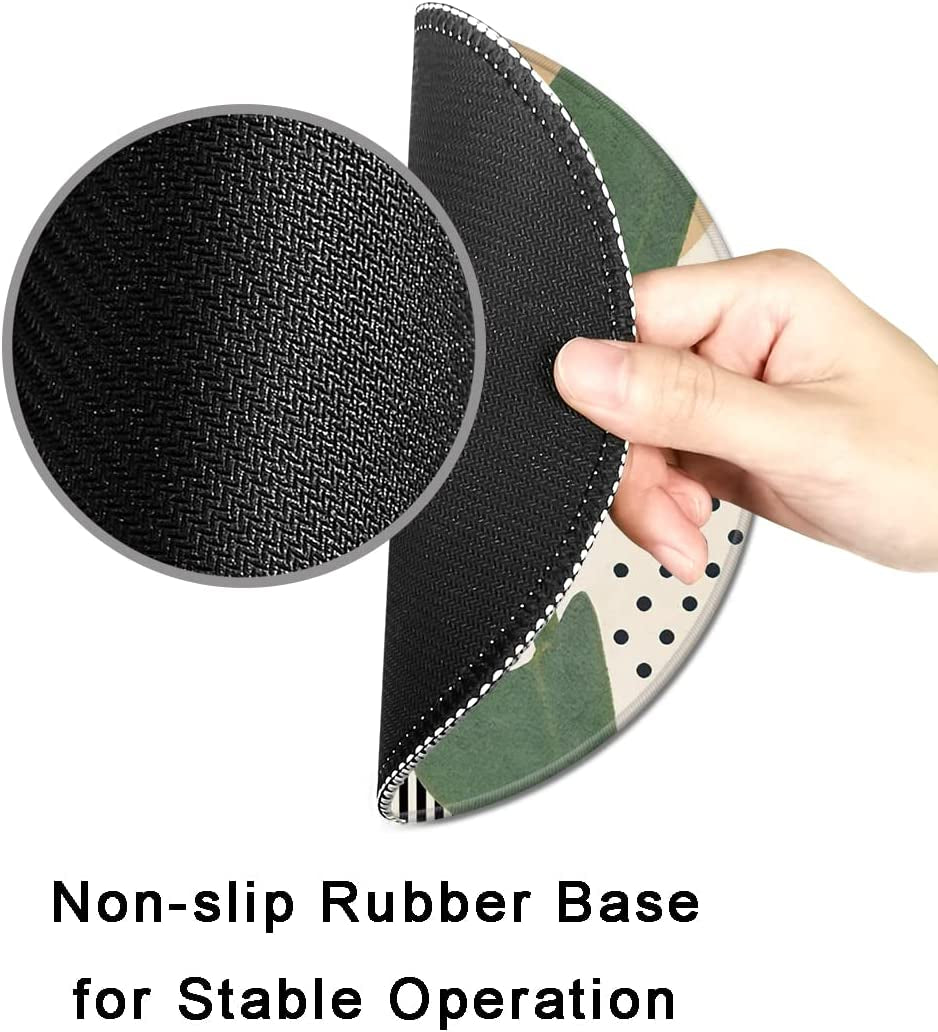 Premium Round Mouse Pad with Stitched Edge, Textured Waterproof Non-Slip Rubber Base, Modern Abstract Design for Laptop and Office Use, 7.9 x 7.9 Inches