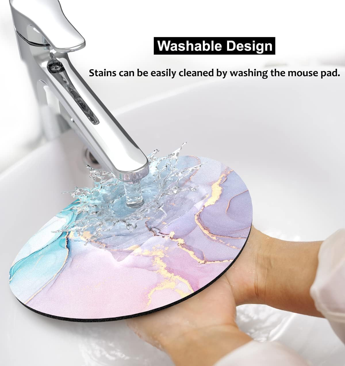 Round Marble Mouse Pad, 7.9 x 7.9 Inches, Portable & Washable Design for Laptop and Wireless Mouse - Ideal for Home, Office, and Travel Use