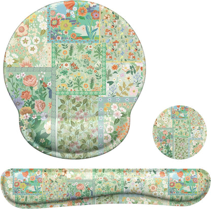Ergonomic Mouse Pad and Wrist Support Set with Non-Slip Base for Computer and Laptop Use, Includes Coasters, Ideal for Home Office, Tropical Plants Design