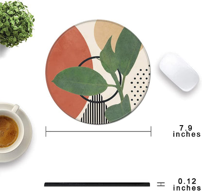 Premium Round Mouse Pad with Stitched Edge, Textured Waterproof Non-Slip Rubber Base, Modern Abstract Design for Laptop and Office Use, 7.9 x 7.9 Inches