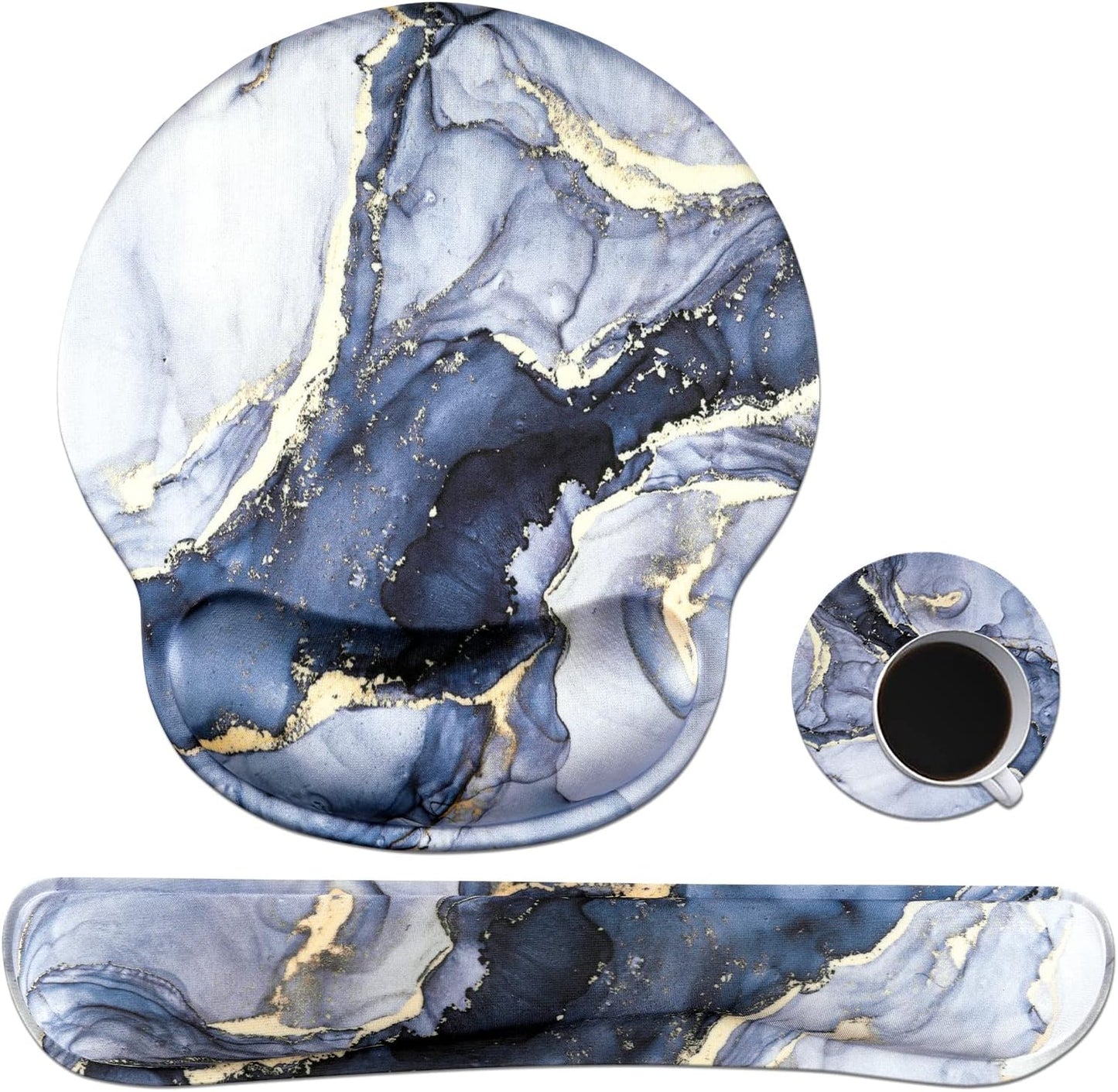 Ergonomic Mouse Pad and Wrist Support Set with Non-Slip Base for Computer and Laptop Use, Includes Coasters, Ideal for Home Office, Tropical Plants Design