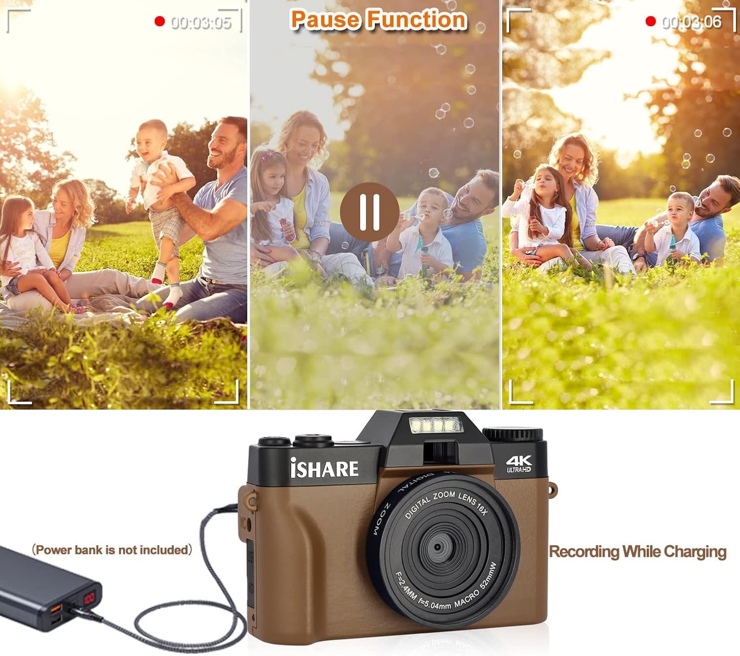 Professional Digital Camera for Photography and Vlogging, Featuring WiFi, 180° Flip Screen, 16X Digital Zoom, Wide-Angle Lens, and 32GB Micro SD Card, Ideal for All Ages