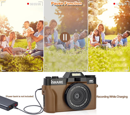 Professional Digital Camera for Photography and Vlogging, Featuring WiFi, 180° Flip Screen, 16X Digital Zoom, Wide-Angle Lens, and 32GB Micro SD Card, Ideal for All Ages