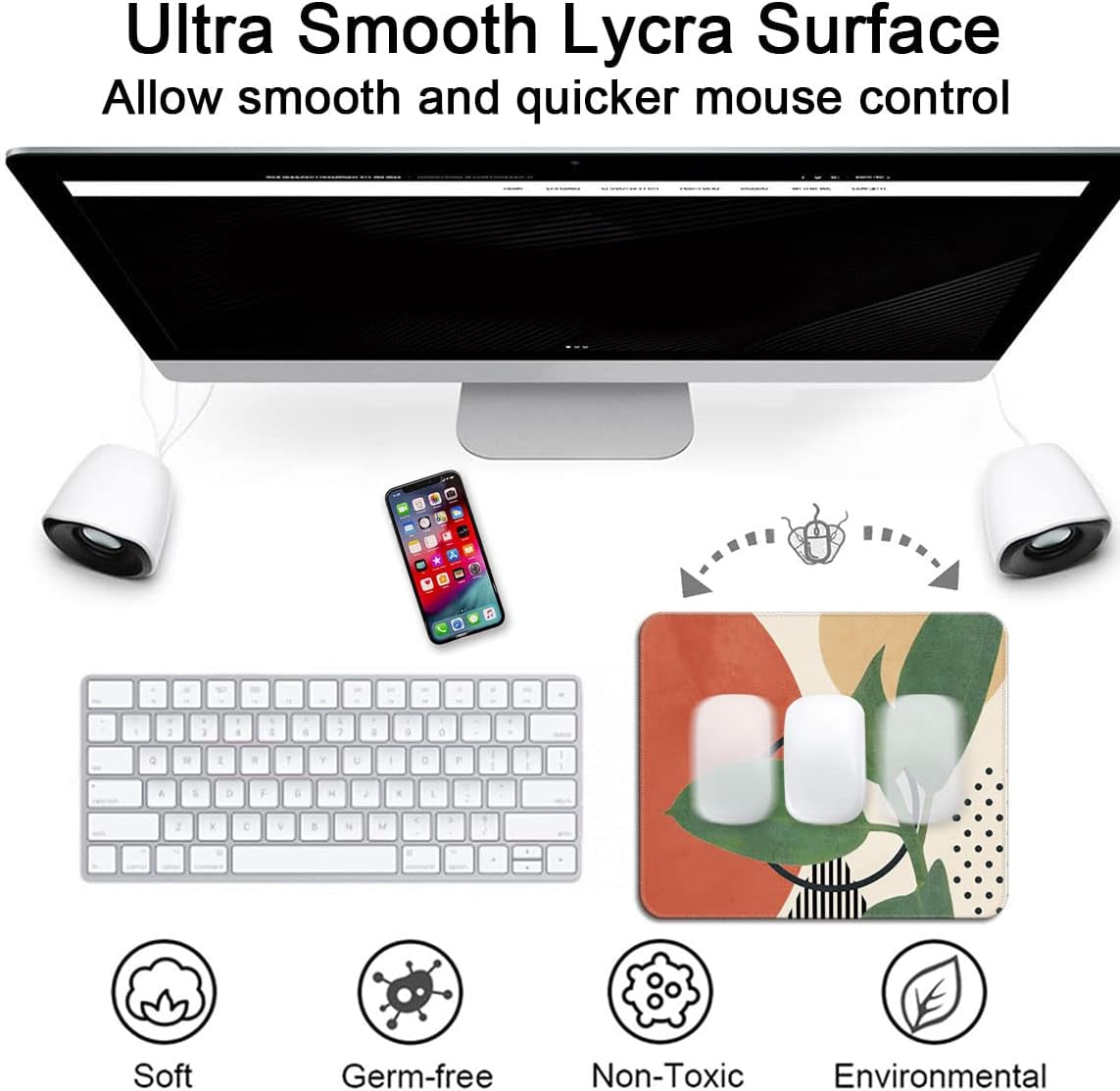 Premium Textured Mouse Pad with Stitched Edges and Non-Slip Rubber Base, 9.5 x 7.9 Inches, Modern Abstract Design for Laptop and PC Use