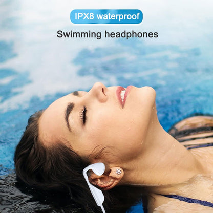Bone Conduction Bluetooth Headphones - Open Ear Design, IPX8 Waterproof, Ideal for Swimming, Diving, and Running with Microphone (Black)