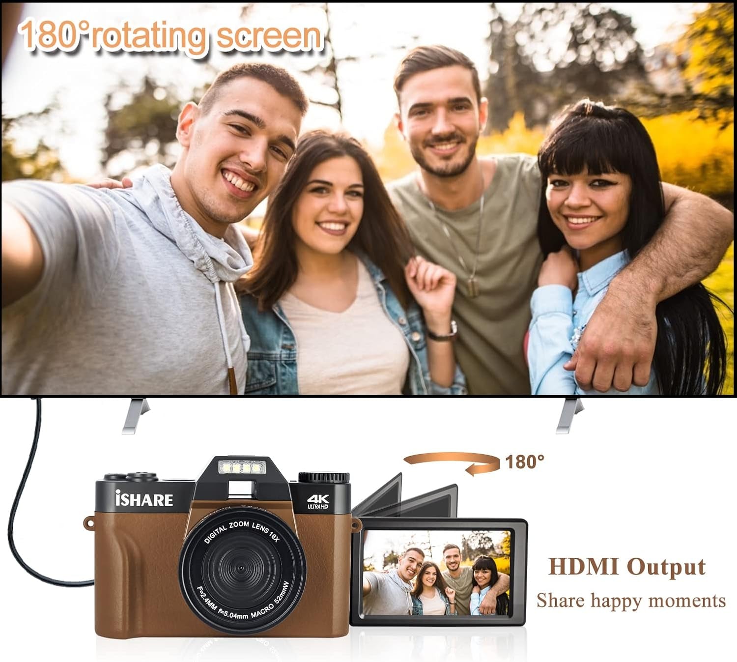 Professional Digital Camera for Photography and Vlogging, Featuring WiFi, 180° Flip Screen, 16X Digital Zoom, Wide-Angle Lens, and 32GB Micro SD Card, Ideal for All Ages