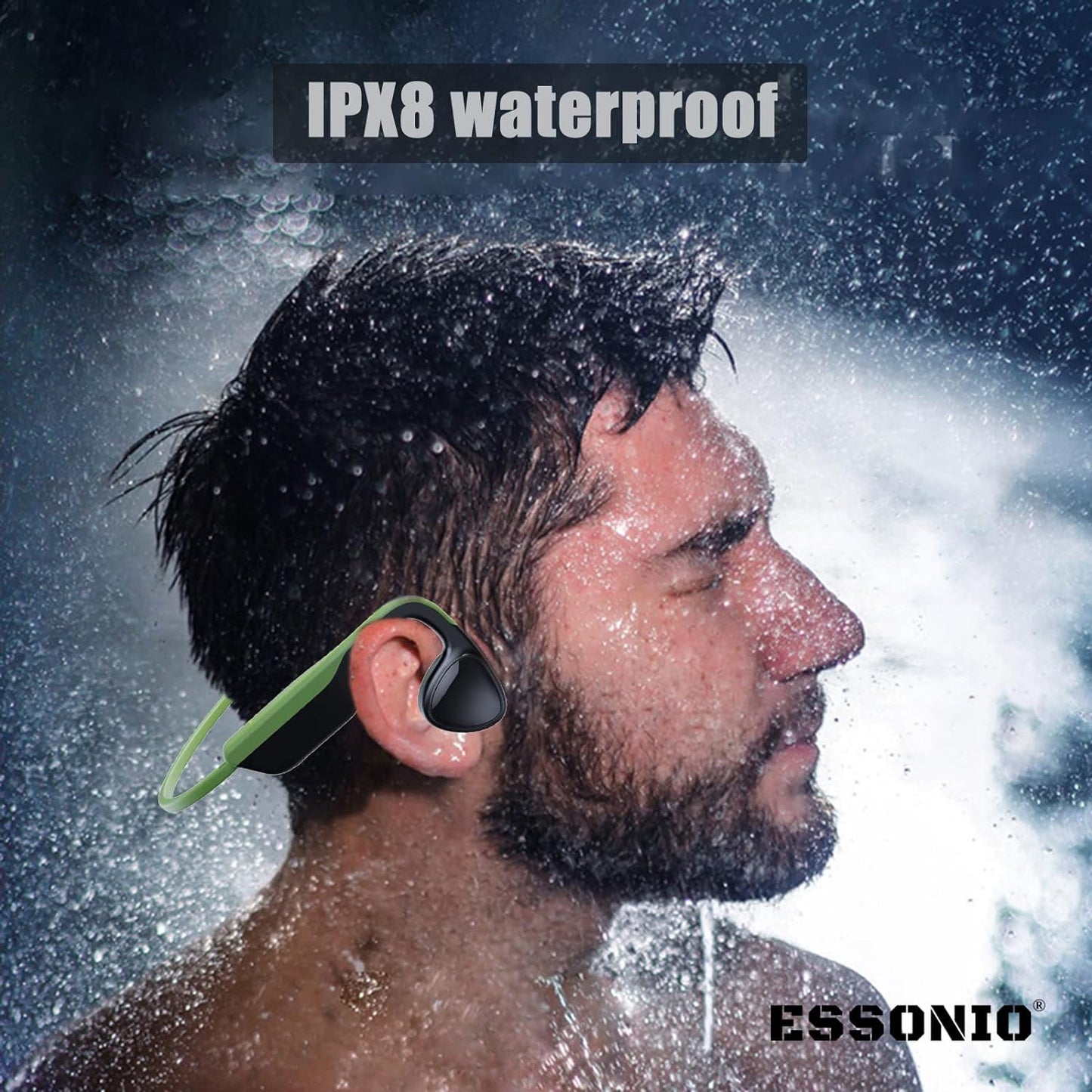 Bone Conduction Bluetooth Headphones - Open Ear Design, IPX8 Waterproof, Ideal for Swimming, Diving, and Running with Microphone (Black)