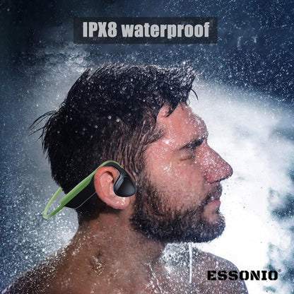 Bone Conduction Bluetooth Headphones - Open Ear Design, IPX8 Waterproof, Ideal for Swimming, Diving, and Running with Microphone (Black)