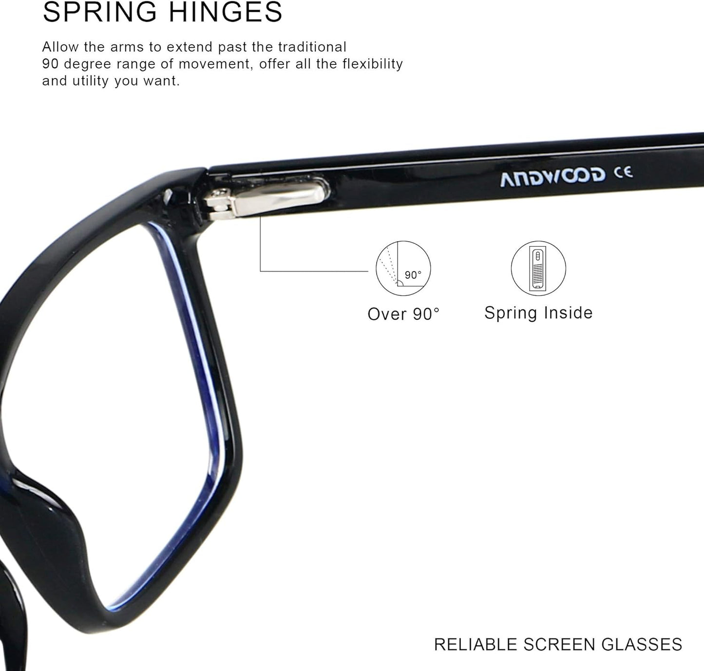 Blue Light Blocking Glasses for Men and Women - Large Frame Computer Filter, Lightweight Anti-Blue Ray AR002