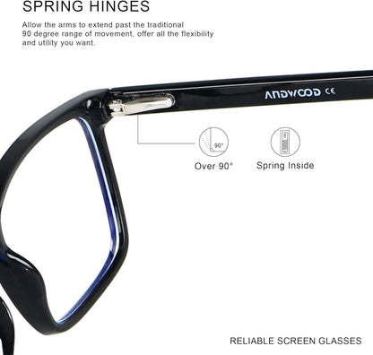 Blue Light Blocking Glasses for Men and Women - Large Frame Computer Filter, Lightweight Anti-Blue Ray AR002