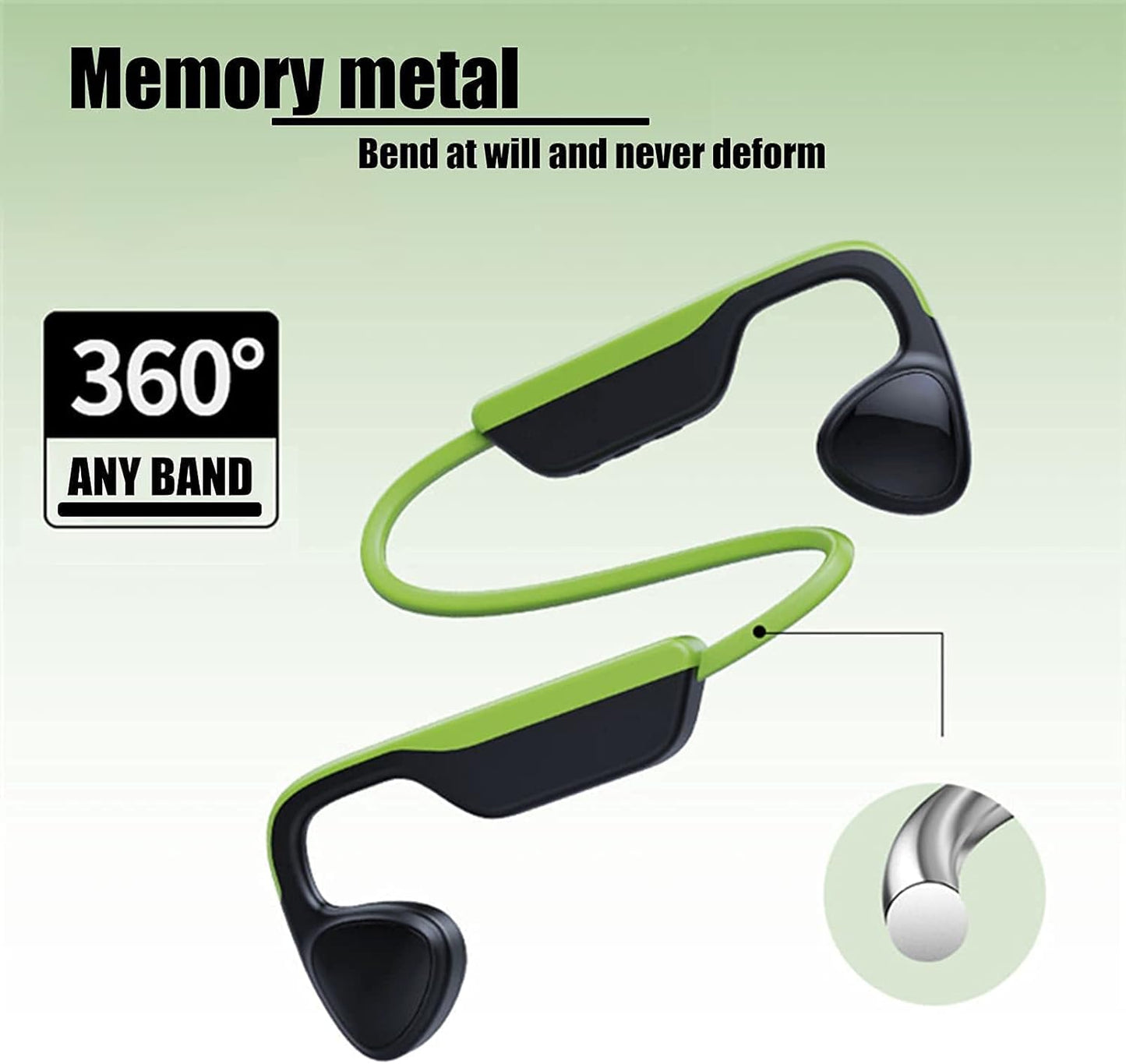 Bone Conduction Bluetooth Headphones - Open Ear Design, IPX8 Waterproof, Ideal for Swimming, Diving, and Running with Microphone (Black)