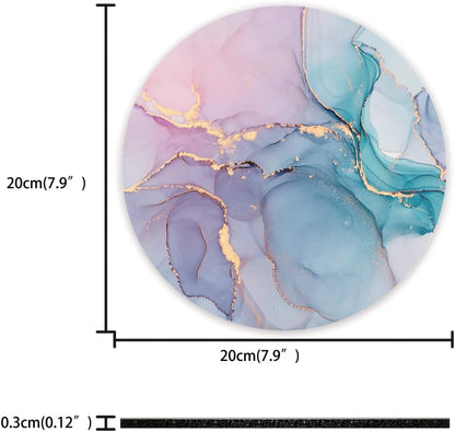 Round Marble Mouse Pad, 7.9 x 7.9 Inches, Portable & Washable Design for Laptop and Wireless Mouse - Ideal for Home, Office, and Travel Use