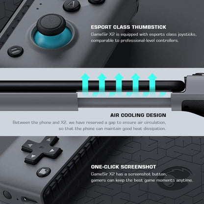 X2 Wireless Bluetooth Mobile Gaming Controller for Android and iOS - Compatible with Xbox Game Pass, Xcloud, Stadia, Vortex, and More