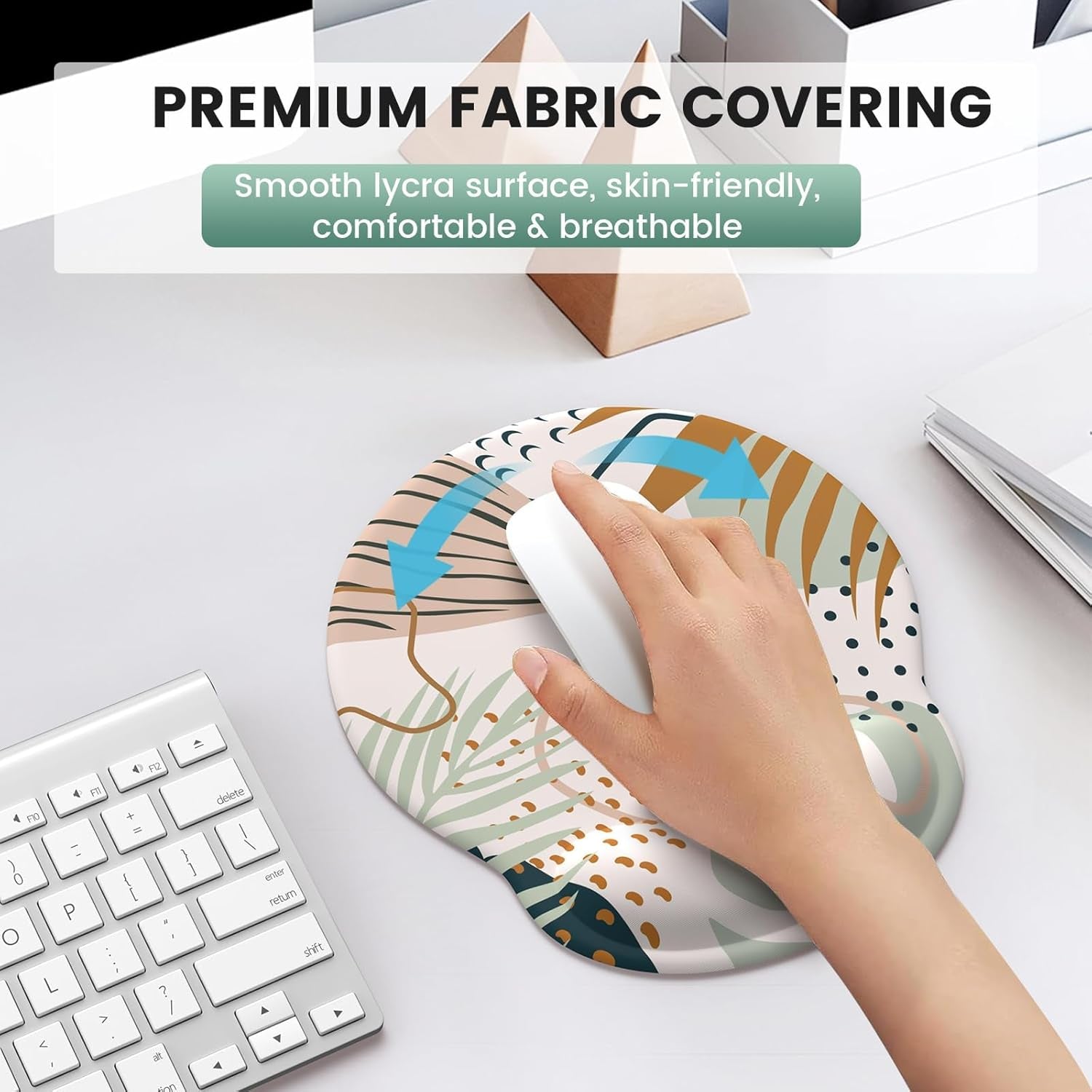 Ergonomic Mouse Pad and Wrist Support Set with Non-Slip Base for Computer and Laptop Use, Includes Coasters, Ideal for Home Office, Tropical Plants Design