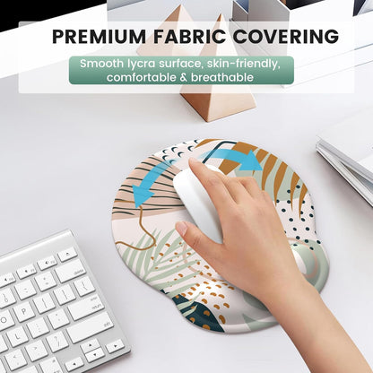 Ergonomic Mouse Pad and Wrist Support Set with Non-Slip Base for Computer and Laptop Use, Includes Coasters, Ideal for Home Office, Tropical Plants Design