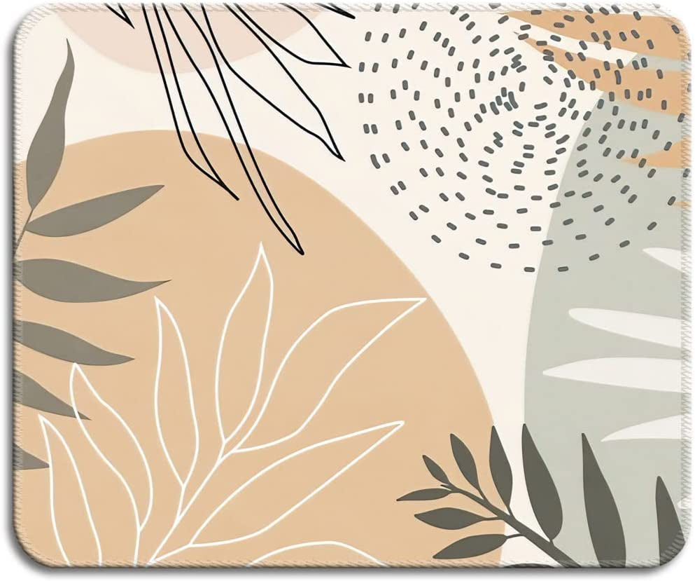 Premium Textured Mouse Pad with Stitched Edges and Non-Slip Rubber Base, Leaf Abstract Design, 9.5 x 7.9 Inches for Laptop and Desktop Use