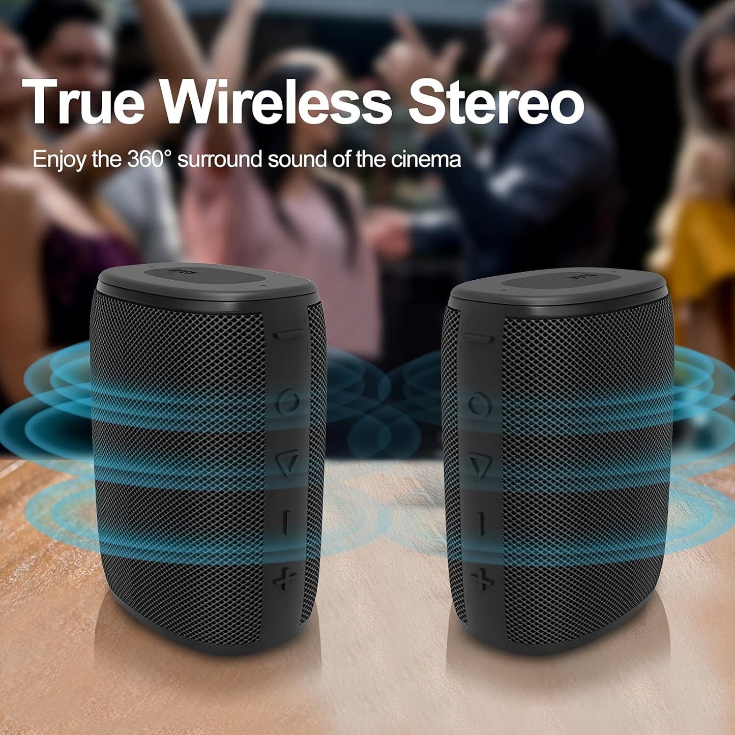 H3 Portable Wireless Bluetooth Speaker - Enhanced Bass HD Stereo Sound, IPX7 Waterproof, 15-Hour Playtime, USB-C Charging, Ideal for Showers, Outdoor Activities, and Travel with TWS Pairing