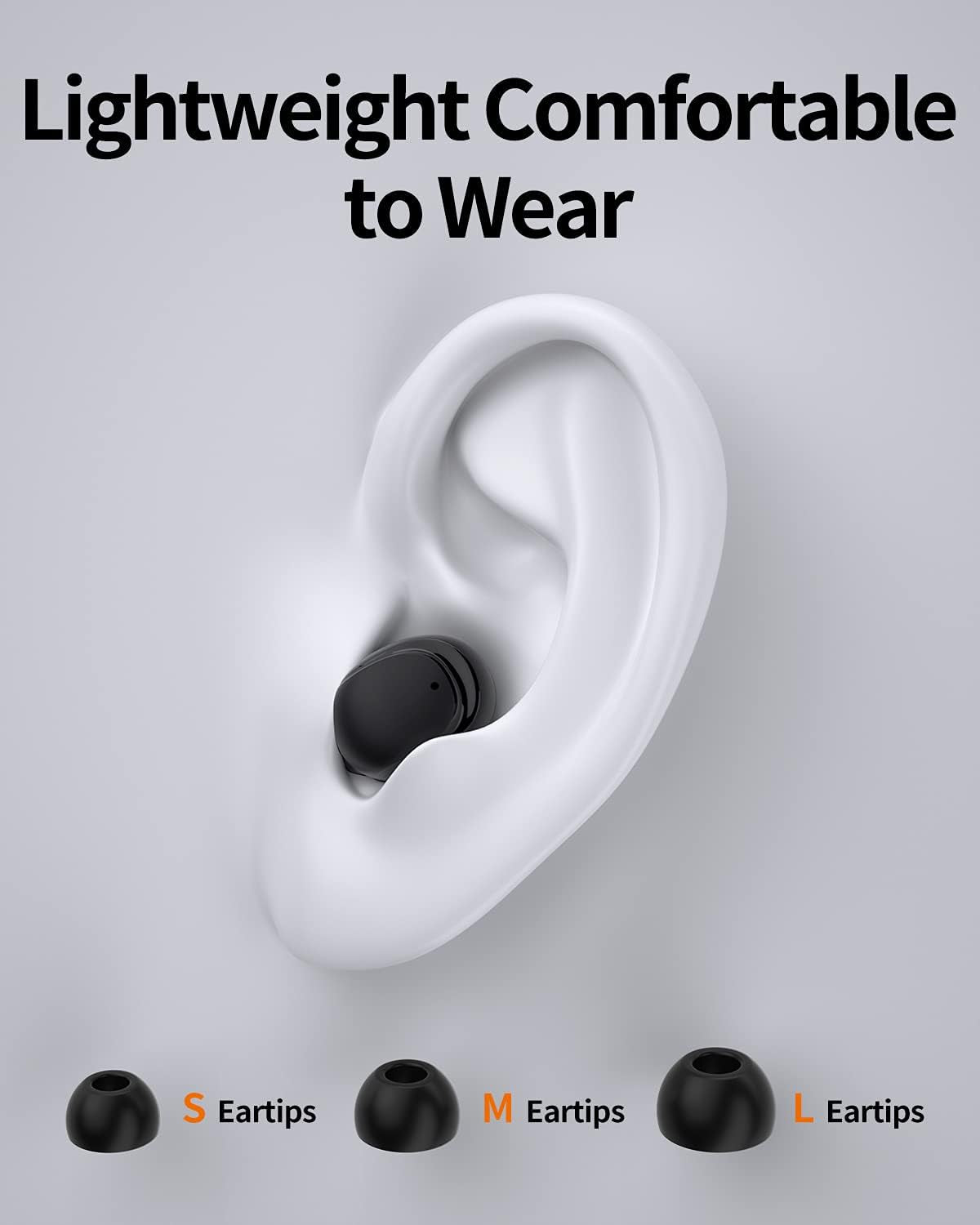 Bluetooth 5.0 Wireless Earbuds for iOS and Android - Comfortable True Wireless In-Ear Headphones with Microphone, Sweatproof Design, 18 Hours Playtime, Black
