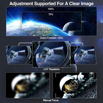 Smart Home Projector - 10,000 Lumen, Native 1080P, 4K Support, 300" Image, Built-in Android System, 5G Wi-Fi, Bluetooth - Full HD for Outdoor Movies, Netflix, Gaming, and Work