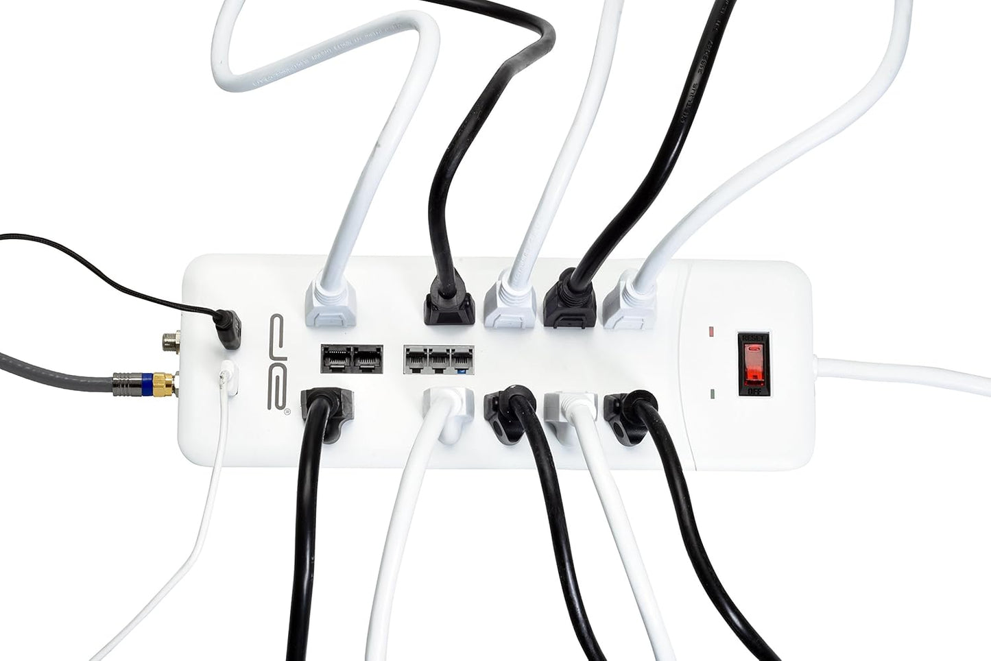 10-Outlet Heavy-Duty Surge Protector with 4050 Joules and 25 FT Straight Plug (White)