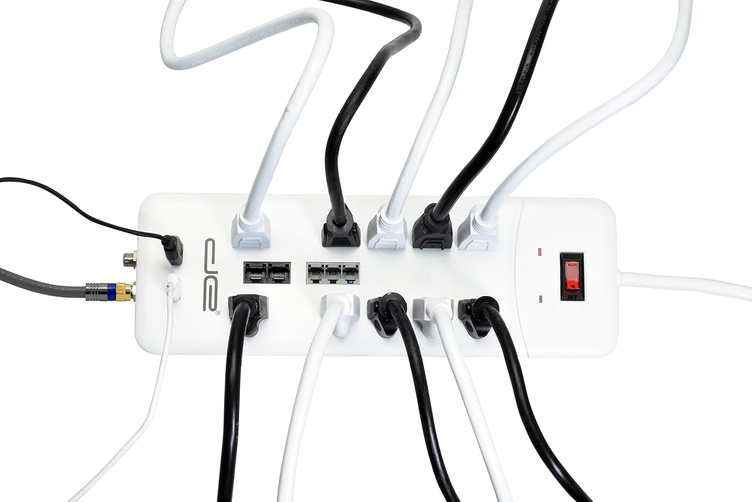 10-Outlet Heavy-Duty Surge Protector with 4050 Joules and 25 FT Straight Plug (White)