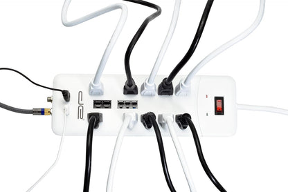 10-Outlet Heavy-Duty Surge Protector with 4050 Joules and 25 FT Straight Plug (White)