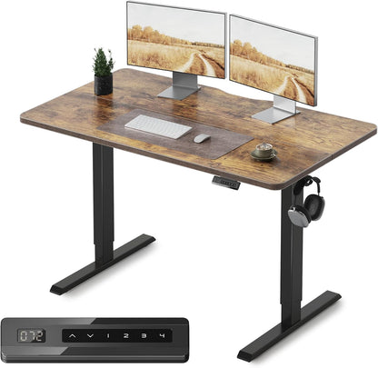 Electric Standing Desk, 48 X 24 Inches Height Adjustable Stand up Desk, Sit Stand Home Office Desk, Computer Desk, Rustic Brown