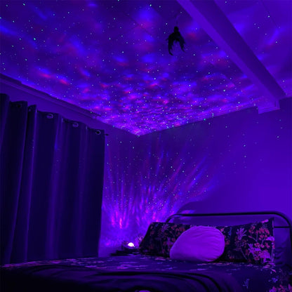 Starry Night Light Projector with Ocean Wave Effects, LED Starlight Clouds, and Bluetooth Music Speaker - Ideal for Home Decor, Birthday Parties, and Weddings