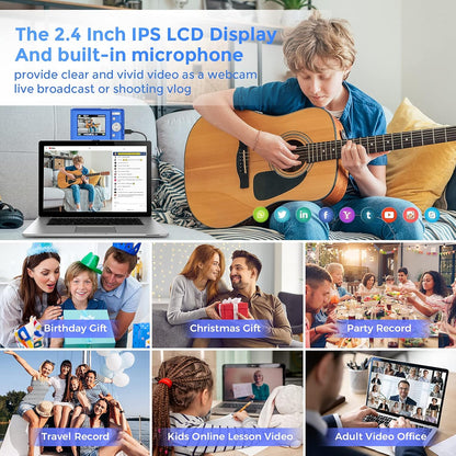 Professional Digital Camera for Kids and Beginners, 48MP Full HD 1080P Mini Vlogging Camera with 16X Zoom, Dual Charging Modes, Compact Pocket Design (Blue)