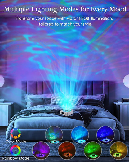 Charming Waves Vinyl Bluetooth Speaker - Retro Style with Ocean Sound White Noise, Ambient Light & Timer for Relaxation and Fun