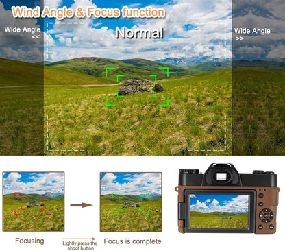 Professional Digital Camera for Photography and Vlogging, Featuring WiFi, 180° Flip Screen, 16X Digital Zoom, Wide-Angle Lens, and 32GB Micro SD Card, Ideal for All Ages