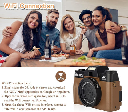 Professional Digital Camera for Photography and Vlogging, Featuring WiFi, 180° Flip Screen, 16X Digital Zoom, Wide-Angle Lens, and 32GB Micro SD Card, Ideal for All Ages