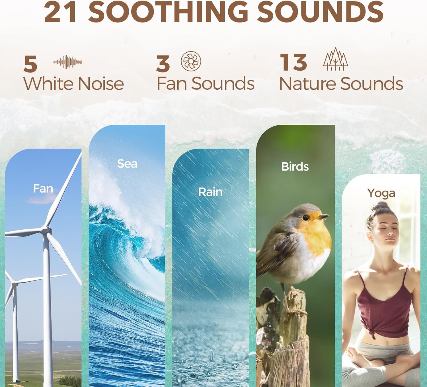 White Noise Sound Machine Alarm Clock with Bluetooth Speaker, Featuring 21 Soothing Sounds, 7 Adjustable Night Lights, 0-100% Dimmer, Sleep Timer, and 30-Level Volume Control for Enhanced Sleep Experience for All Ages