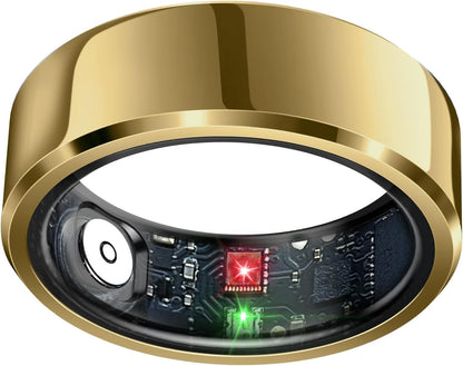 Sleep Monitoring Ring with Heart Rate Tracking, Waterproof Fitness Tracker for Activity Monitoring, Step Count, Distance, and Caloric Burn, Air Gesture Control, Up to 7-Day Battery Life, Compatible with iOS and Android (Silver, Size 12)