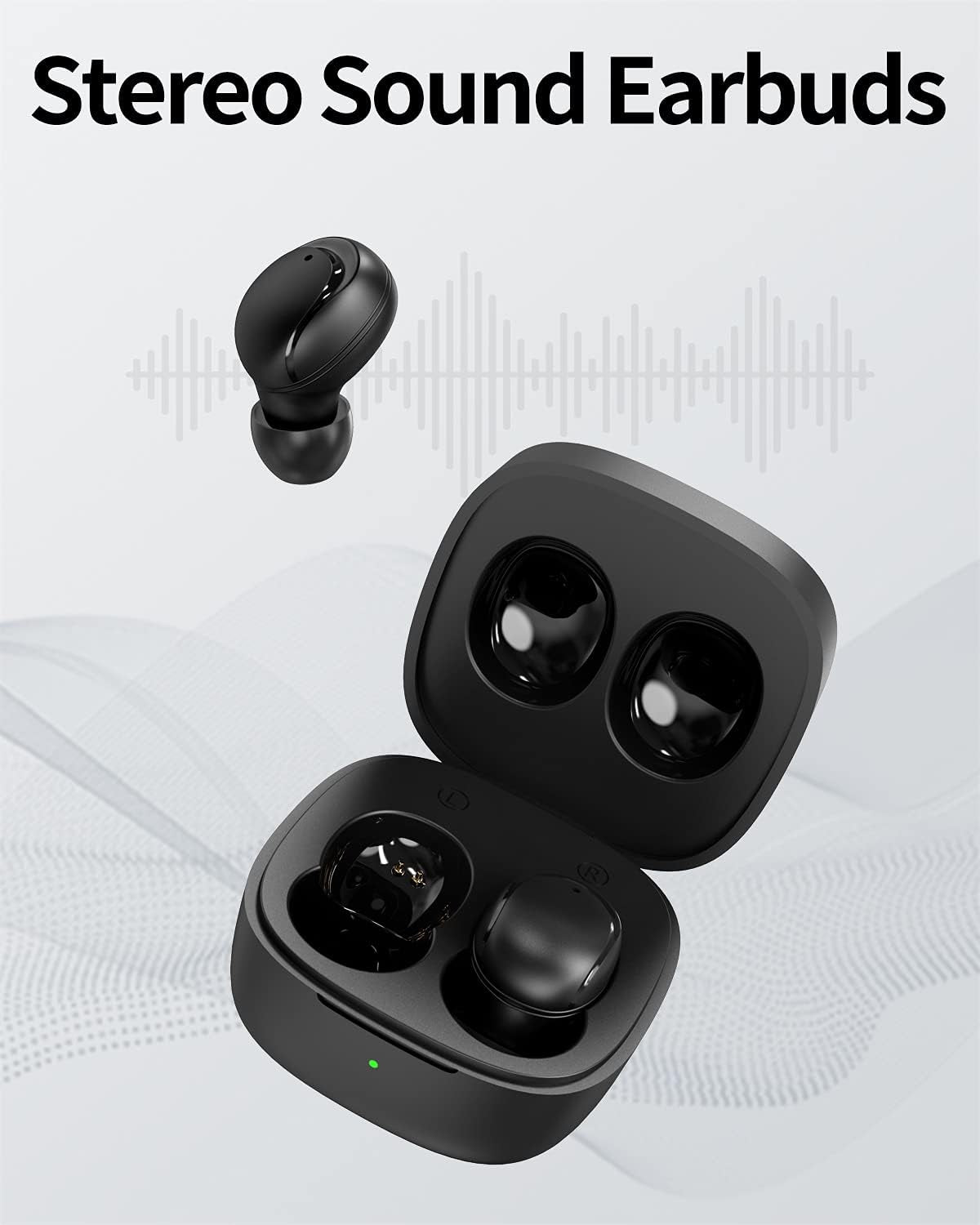 Bluetooth 5.0 Wireless Earbuds for iOS and Android - Comfortable True Wireless In-Ear Headphones with Microphone, Sweatproof Design, 18 Hours Playtime, Black