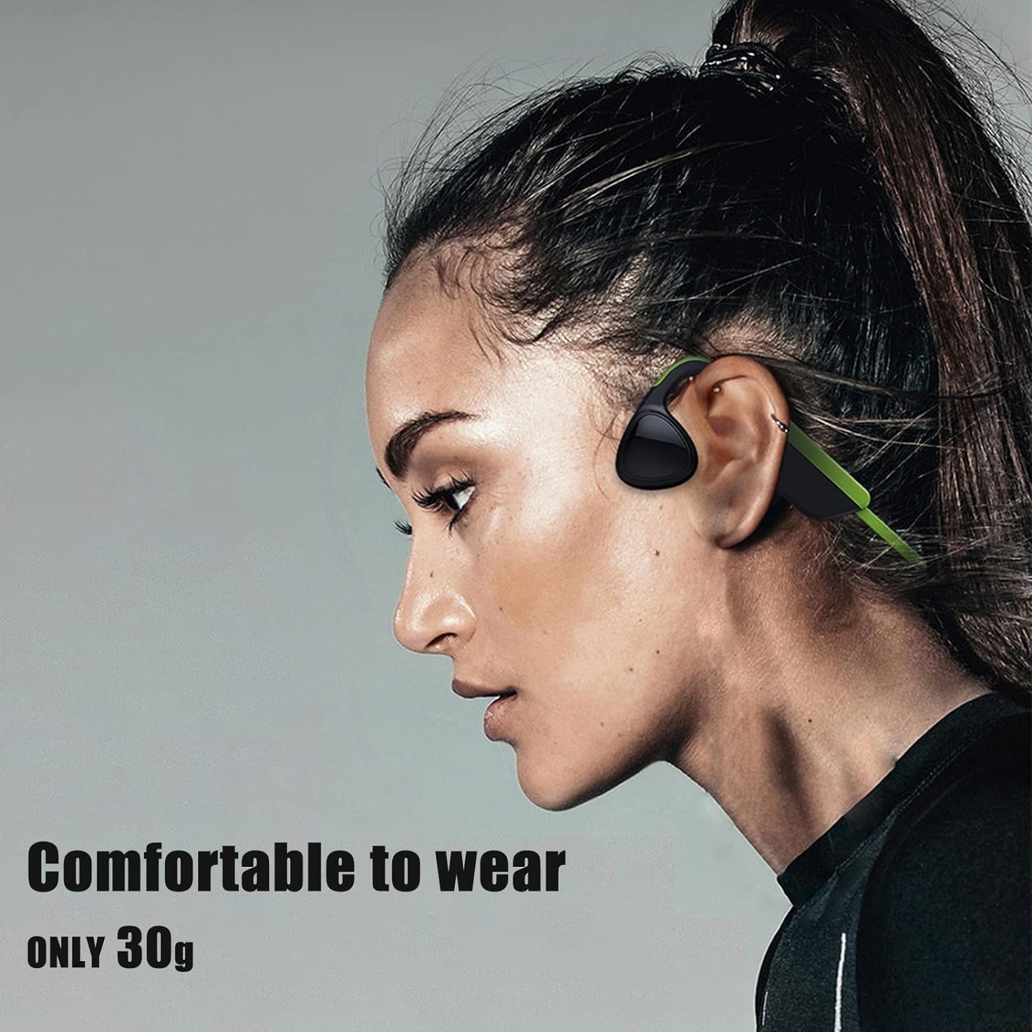 Bone Conduction Bluetooth Headphones - Open Ear Design, IPX8 Waterproof, Ideal for Swimming, Diving, and Running with Microphone (Black)