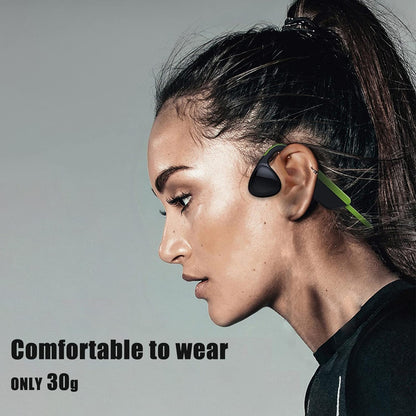 Bone Conduction Bluetooth Headphones - Open Ear Design, IPX8 Waterproof, Ideal for Swimming, Diving, and Running with Microphone (Black)