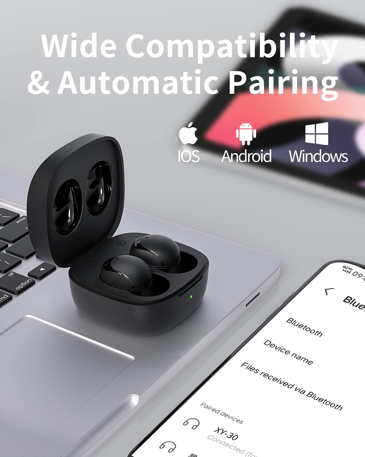 Bluetooth 5.0 Wireless Earbuds for iOS and Android - Comfortable True Wireless In-Ear Headphones with Microphone, Sweatproof Design, 18 Hours Playtime, Black