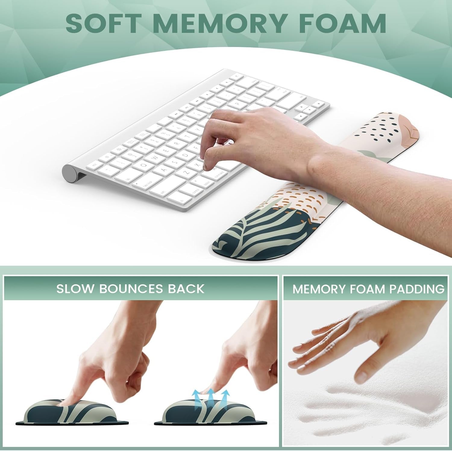 Ergonomic Mouse Pad and Wrist Support Set with Non-Slip Base for Computer and Laptop Use, Includes Coasters, Ideal for Home Office, Tropical Plants Design