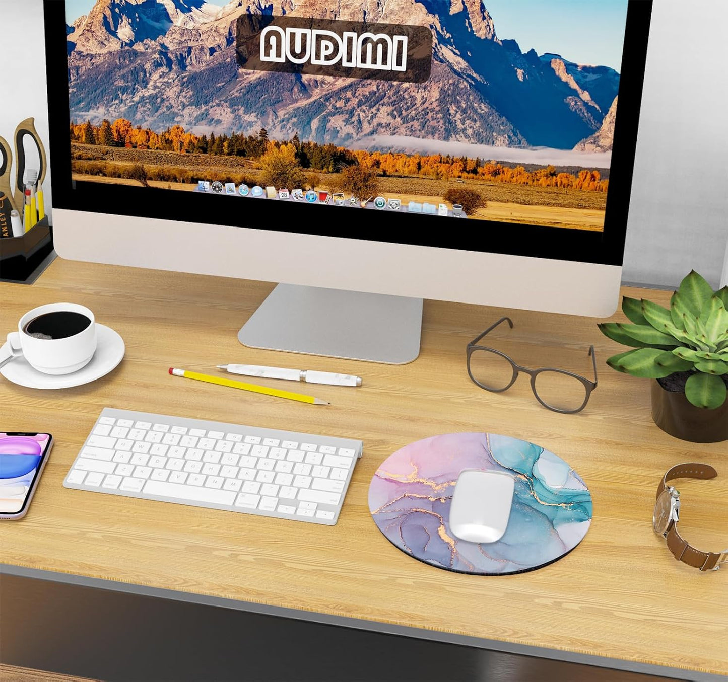 Round Marble Mouse Pad, 7.9 x 7.9 Inches, Portable & Washable Design for Laptop and Wireless Mouse - Ideal for Home, Office, and Travel Use