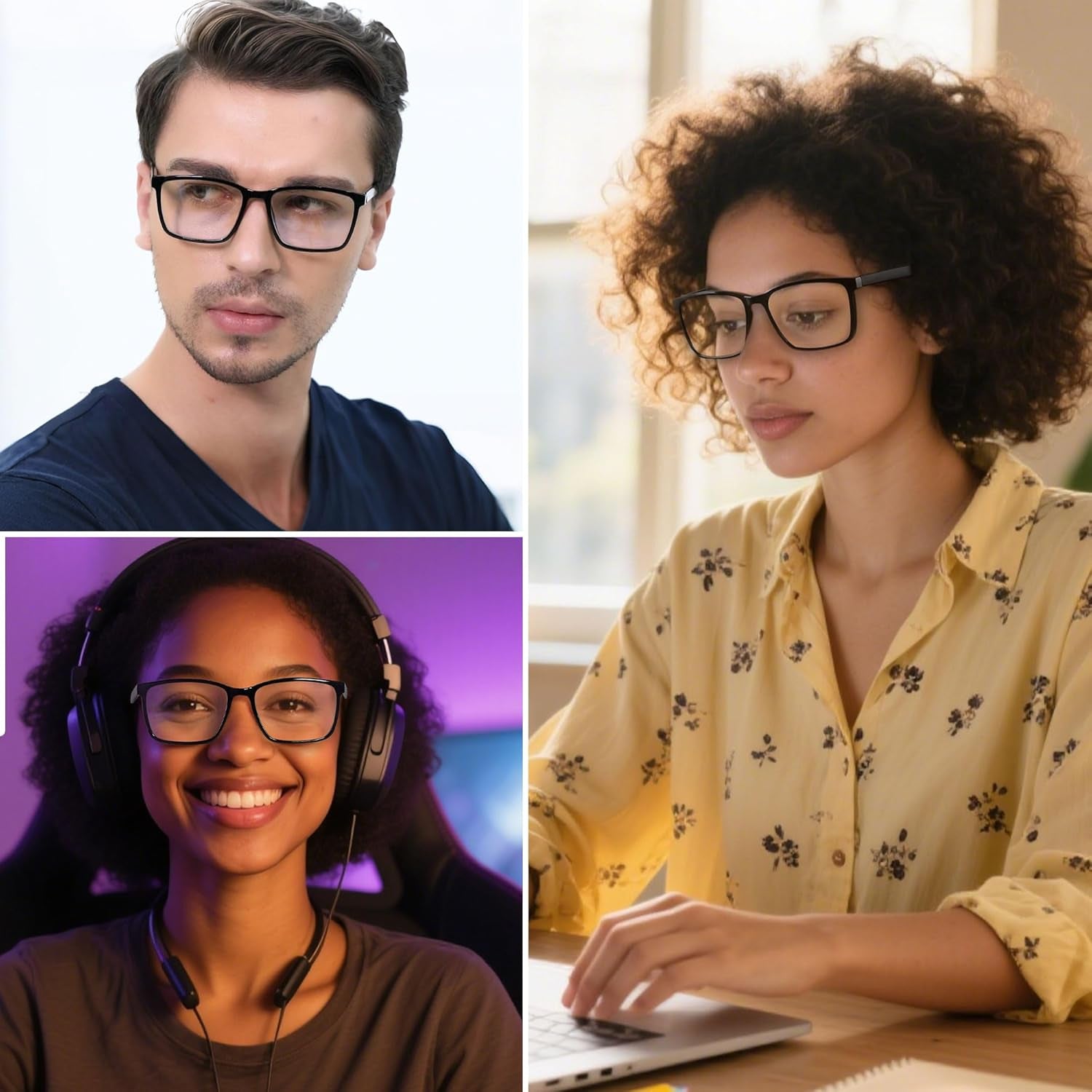 Blue Light Blocking Glasses for Men and Women - Large Frame Computer Filter, Lightweight Anti-Blue Ray AR002