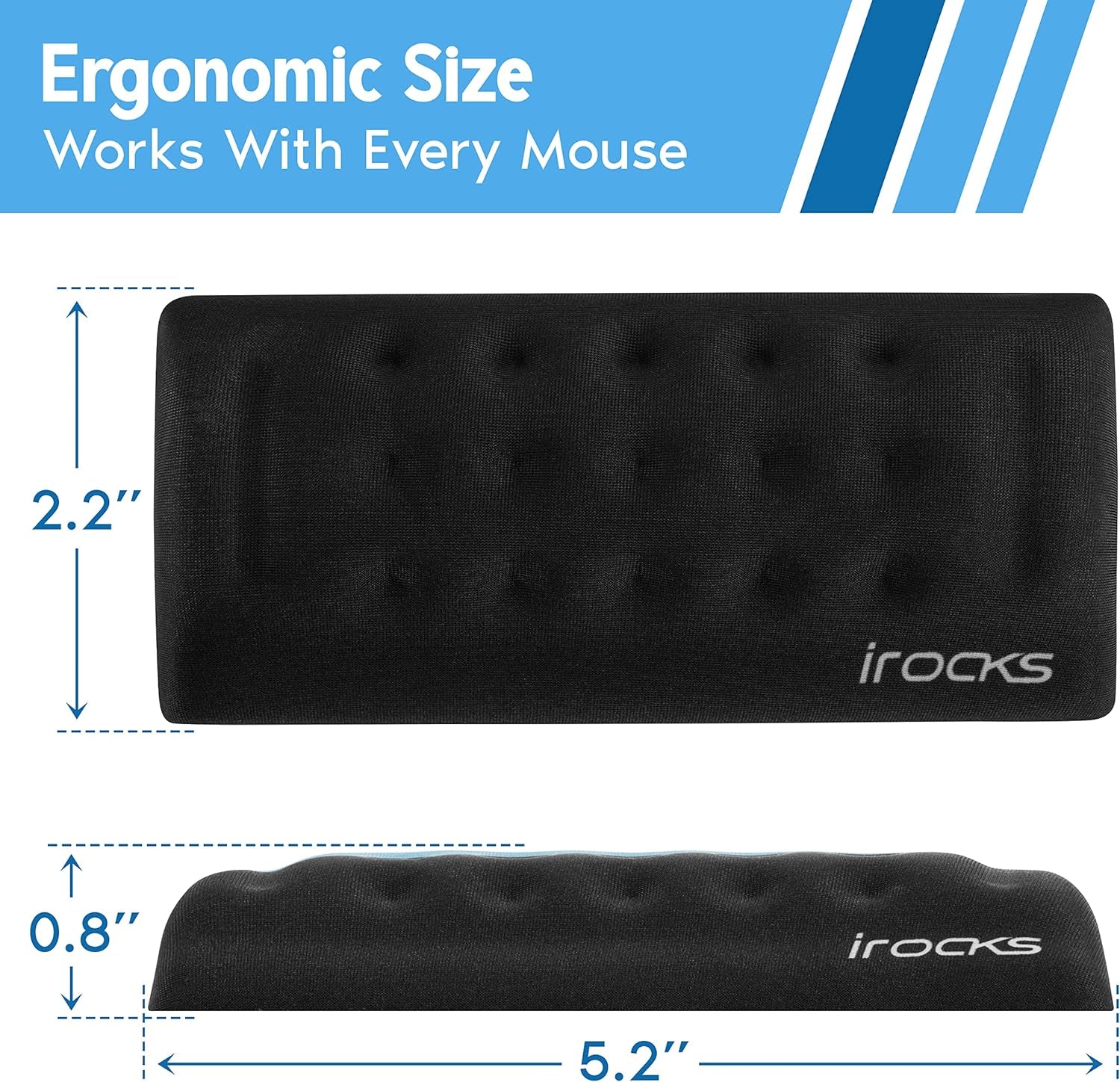 Memory Foam Mouse Wrist Rest - Pain-Reducing Wrist Rest for Mouse - Non-Slip Rubber Base Wrist Rest - Cooling Mouse Wrist Support for Long Hours of Work, Studying, Gaming (Black)