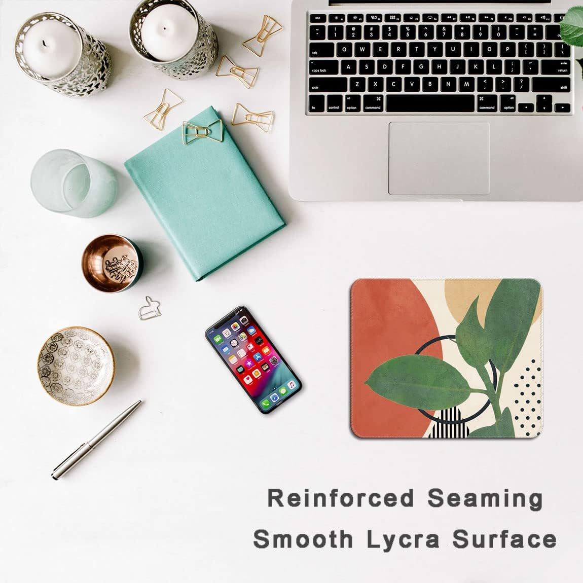 Premium Textured Mouse Pad with Stitched Edges and Non-Slip Rubber Base, 9.5 x 7.9 Inches, Modern Abstract Design for Laptop and PC Use