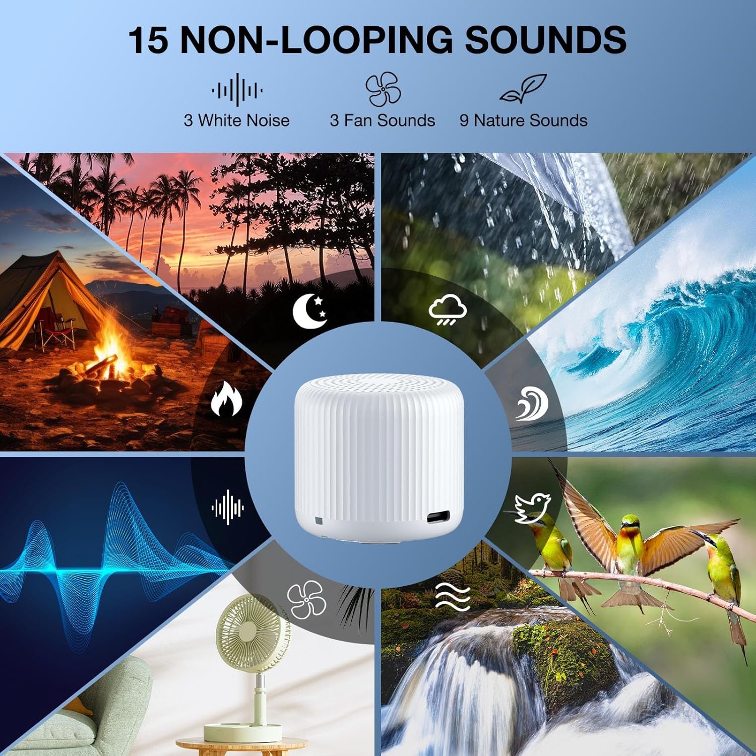 Portable White Noise Machine with Travel Case for Sleep and Travel